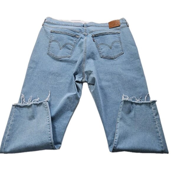 Levi's Jeans Womens 20W  Blue High Waist Tapered Cropped Raw Hem Wedgie Skinny - Picture 16 of 16
